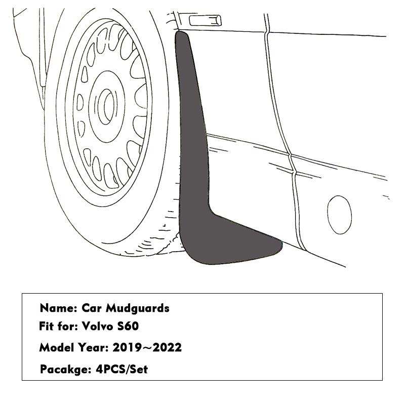 For Volvo S60 2022 Car Mudflaps Mudguards Mud Guards Fenders Splash Duraflap Accessories Wheels 4x4