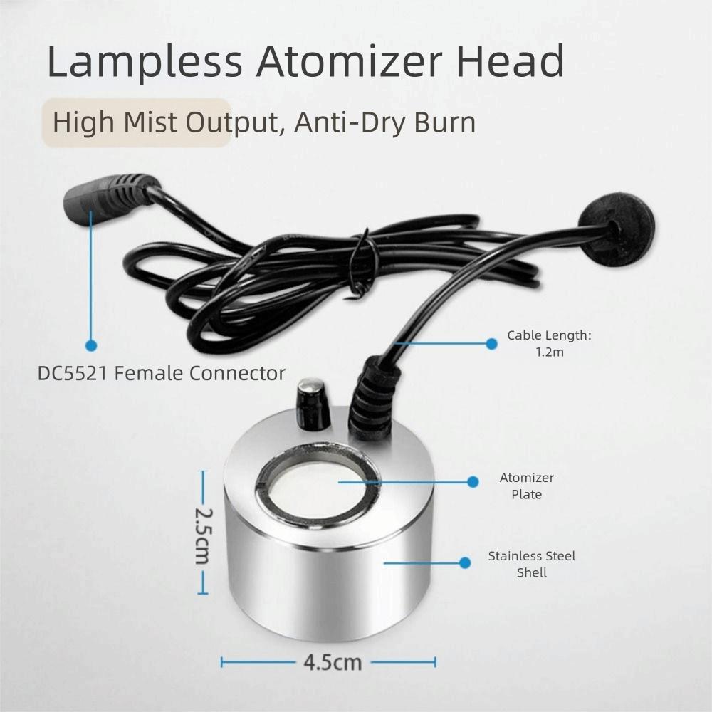 Трансформатор 24 В Ультразвуковой туманообразователь Цветной свет Распылитель Высокое качество Водяной насос для бонсай Садоводство