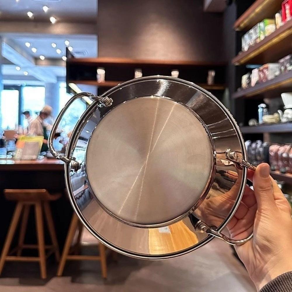 22cm Paella Pan Silver Gold Seafood Rice Pot Japanese Style Metal Serving Plate Dish Kitchen Use