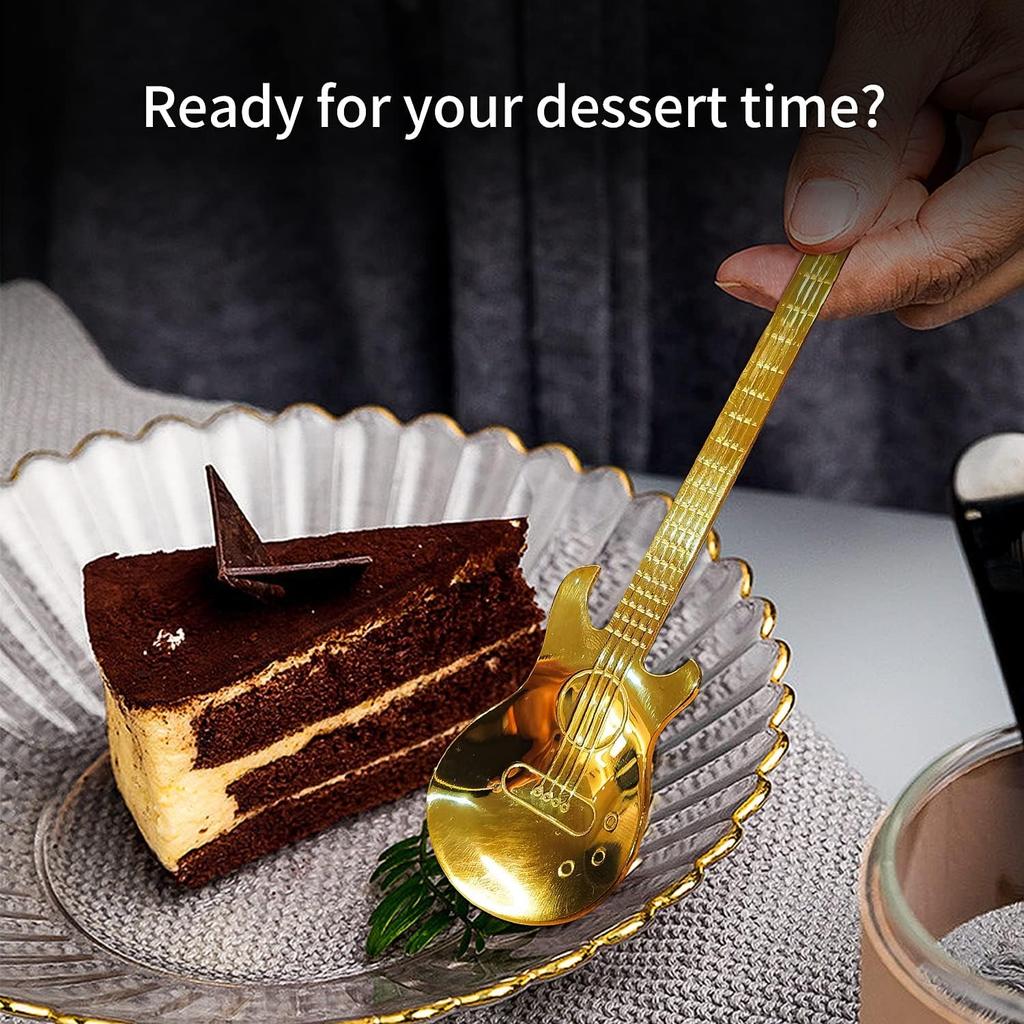 Набор из 1 шт. Кофейная ложка из нержавеющей стали в форме гитары, креативная и уникальная ложка для перемешивания десертов, кухонные принадлежности