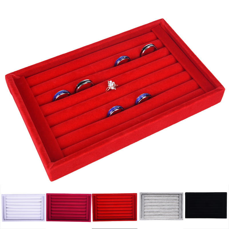 Velvet Earrings Rings Ear Studs Jewelry Display Stand Holder Rack Organizer Tray