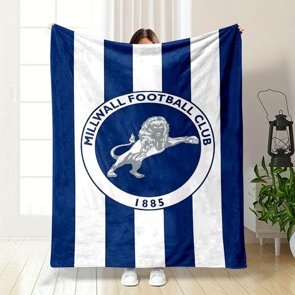 Millwall Football Club Lion Design Patterned blanket, flannel, suitable for all seasons, home decor, warm and cozy