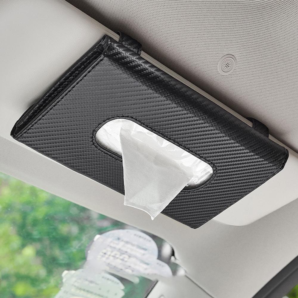 Car Tissue Holder, Car Sun Visor Napkin Case, Multifunctional PU Leather Back Seat Tissue Box Tissue Bag For All Models