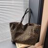Leopard Pattern Large Tote Bag With Double Shoulder Straps For Street Fashion Outings