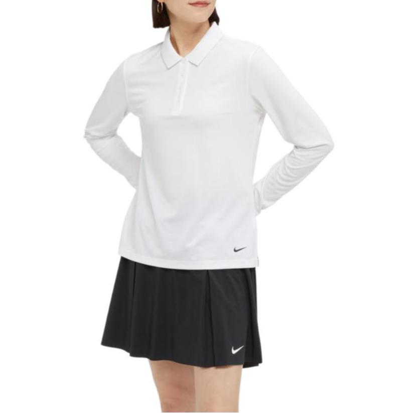 Nike Женская футболка-поло с длинным рукавом Nike Dri-FIT Victory с принтом логотипа, однотонная, белая, DH2317-100