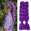 2Pcs 24-Inch Braiding Purple Hair Extension Natural Looking Halloween Costume Cosplay Stage Party Pre Stretched Long Braids Synthetic Hair Extension