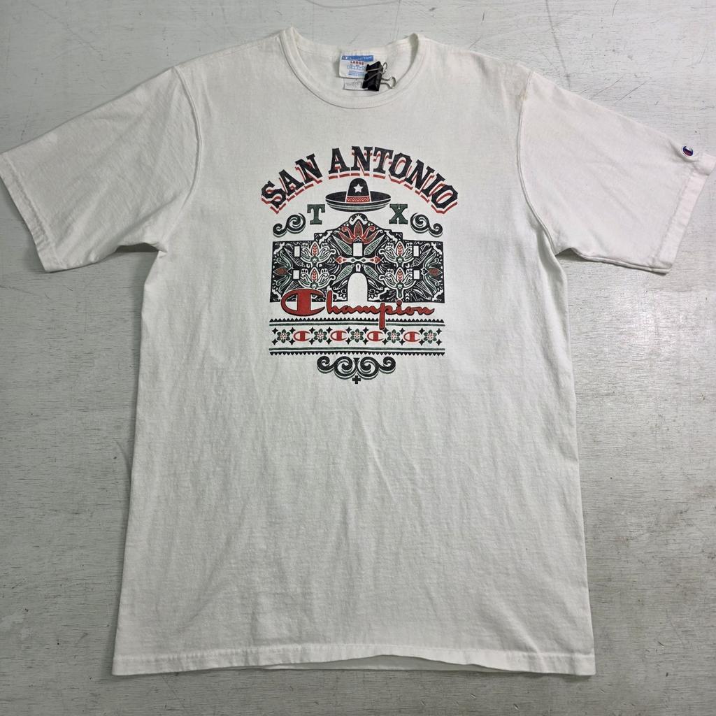 Vintage 90s Y2k Champion San Antonio Texas Alamo T-Shirt Mens L White Souvenir Unisex T-Shirt