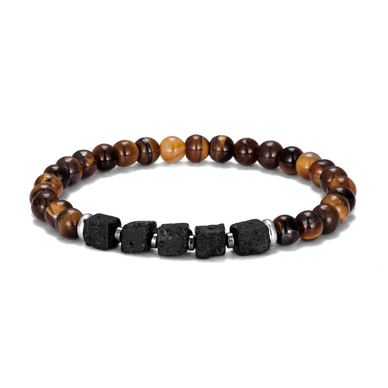 Винтажный мужской квадратный браслет из лавового камня, женские натуральные бусины, аксессуары для пар, браслеты ручной работы, мужские украшения для йоги, пульсера
