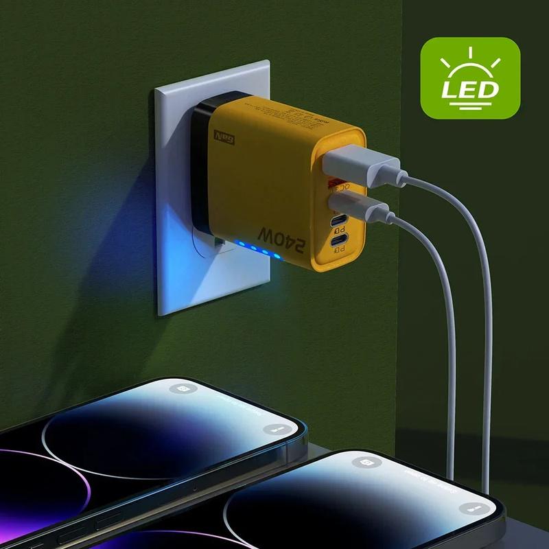 Быстрое зарядное устройство GaN 240 Вт, 5 портов, PD Quick Charge 3.0, 2 USB, 3 Type-C для iPhone 15 16 17 Samsung Xiaomi Huawei, планшета, штекеры EU US UK