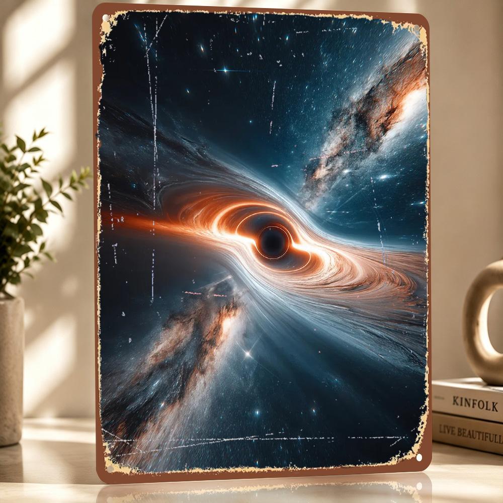 Black Hole in Space D Texture Printed Poster Custom Vintage Metal Tin Plate Sign for Wall Art Garage Accessories Decor Luxury