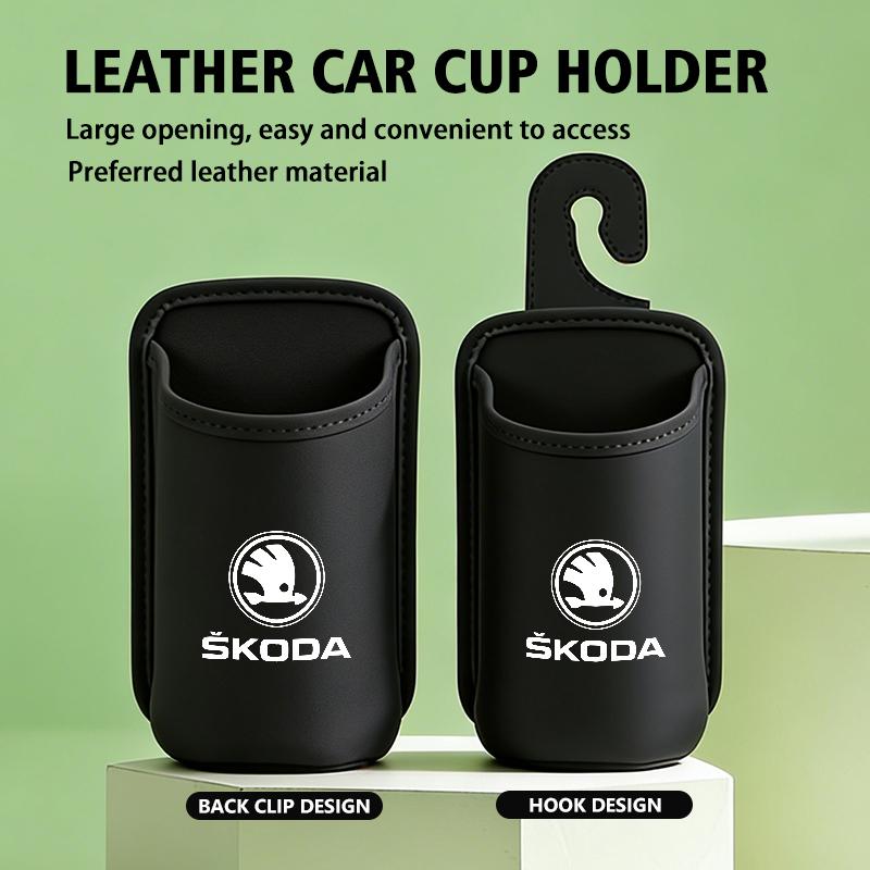 LOLL4 Для автомобиля Skoda Логотип Автомобиля Держатель для стакана в двери На заднее сиденье Стойка для напитков Кожаный ящик для хранения Fabia 1 2 Octavia a7 RS Superb Rapid Yeti