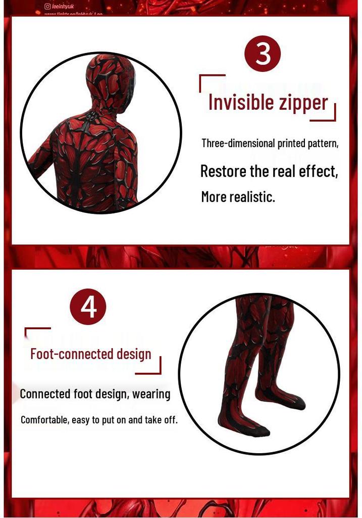 Venom Massacre Kids Cosplay Bodysuit - Male Halloween Stage Costume