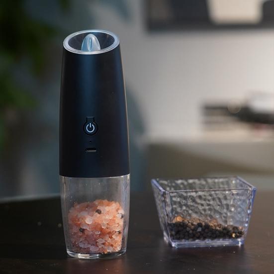 Электрическая мельница для соли и перца, емкость 6 унций, регулируемая степень помола, перечница со светодиодной подсветкой, мельница для специй, управляемая одной рукой