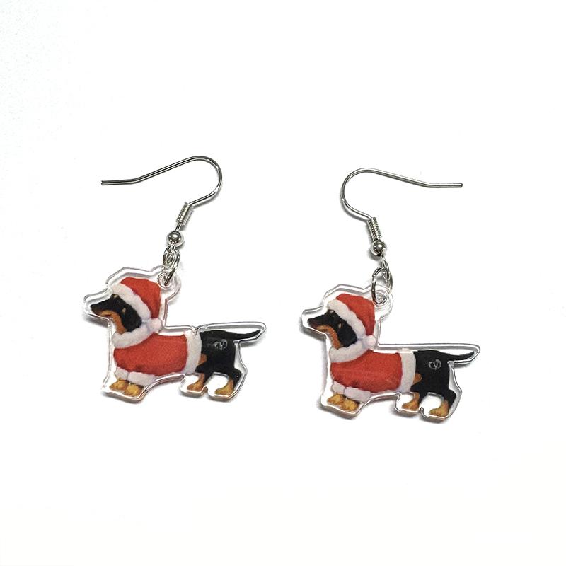 CAOSHI Cute Dachshund Designed Pendant Earrings for Women Fashion Acrylic Christmas Jewelry Gifts Cartoon Animal Accessories