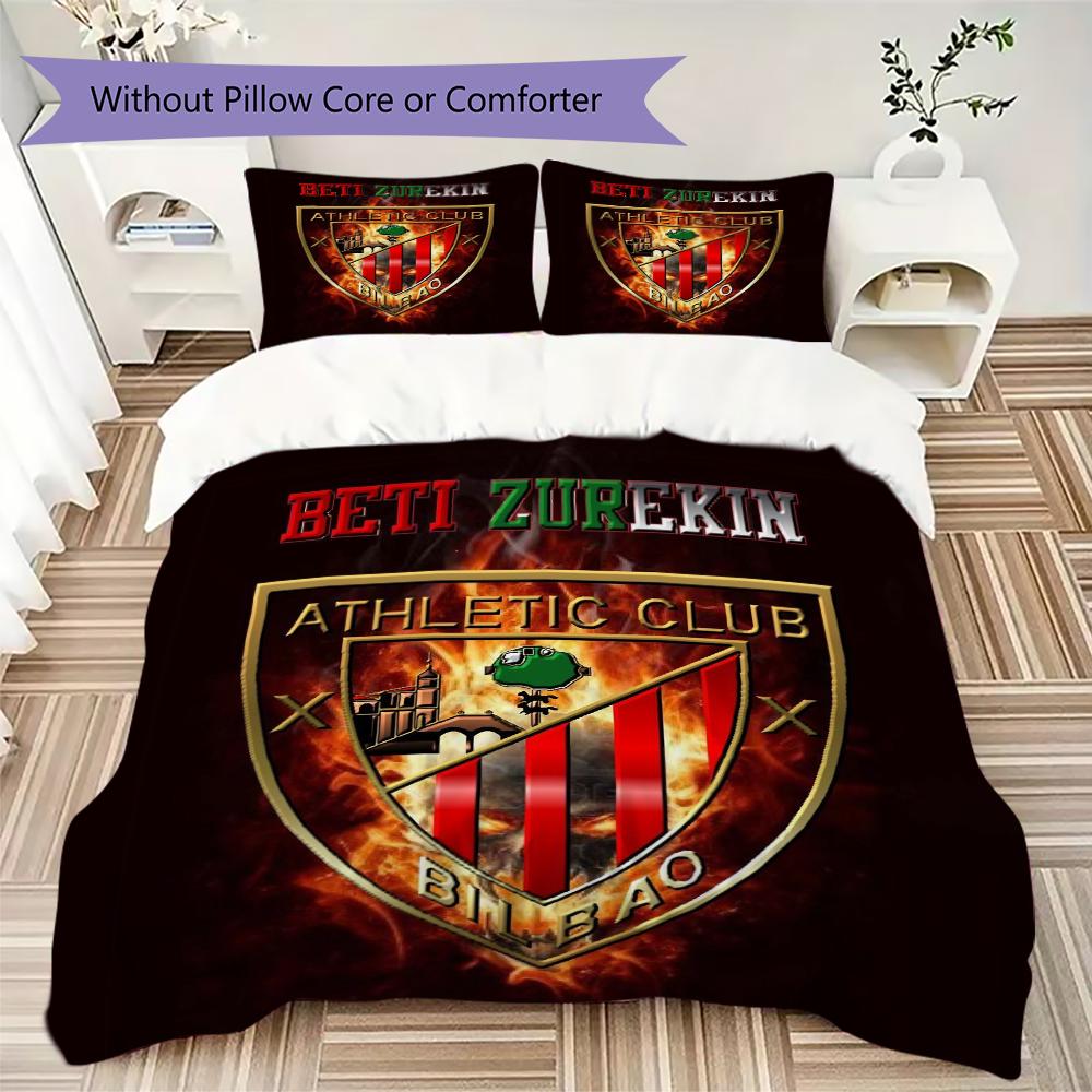 Athletic Club de Bilbao Pattern Bedding uilt Set uilt Cover Pillowcase Home Decoration Birthday Gift (1 * duvet cover + 2 * pillowcase without core)