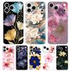 Мягкий чехол для телефона для iPhone 17 Air 16E 16 11 15 14 Pro MAX 12 13 7 8 Plus SE Пасхальный чехол Защита Рисунок тушью Цветок