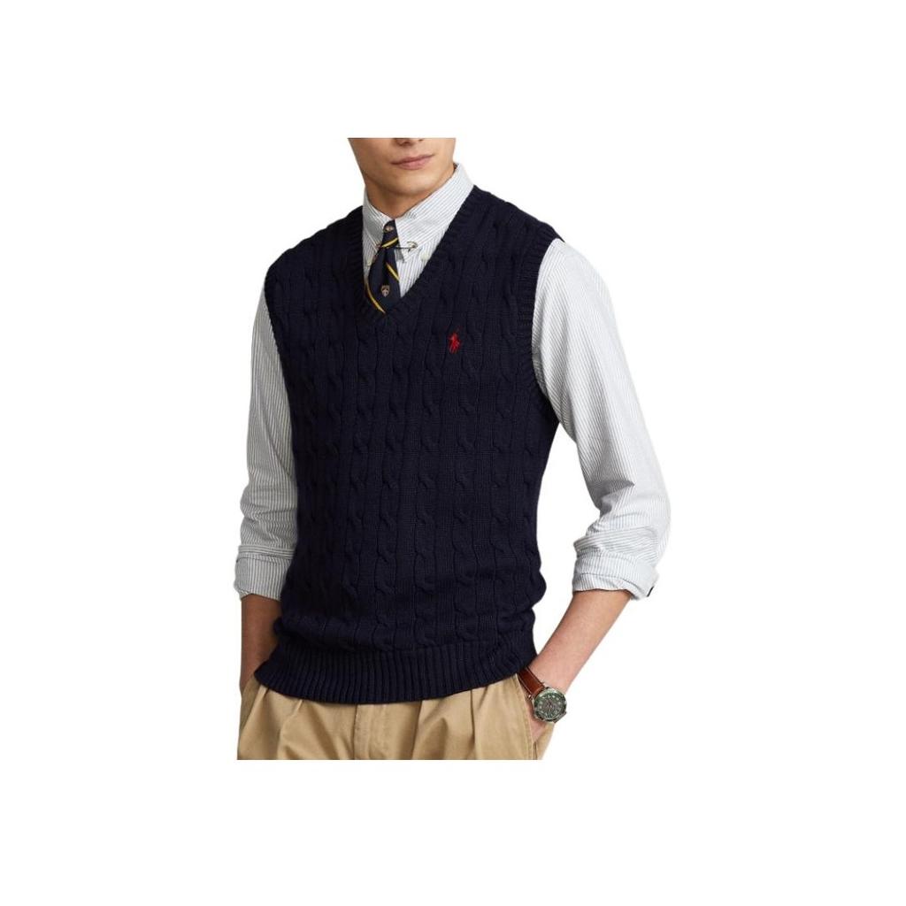 Polo Ralph Lauren Logo Embroidered V-Neck Sleeveless Tank Top Men Tops Blue MNPOSWE1CM20038-BLUE