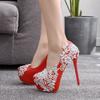 Elegant Spring Autumn Sexy Sweet Wedding Pumps Round Toe Woman Pumps Platform Thin High Heel White Red Shoes Female
