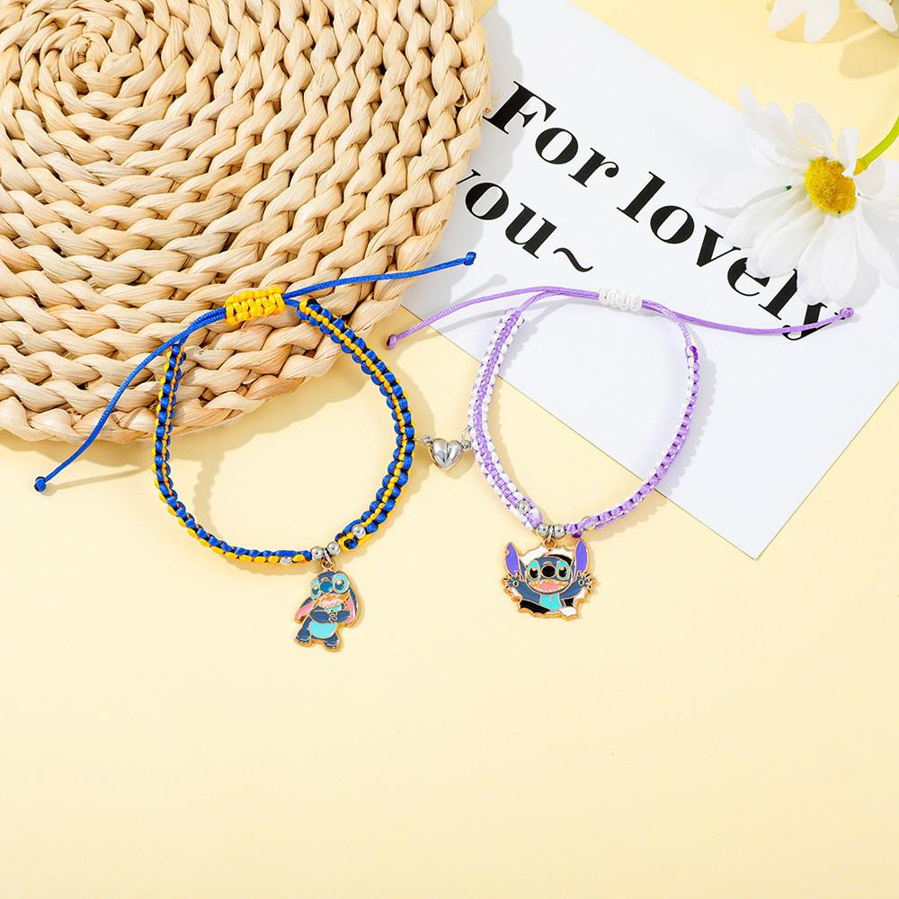 Stitch Friendship Gift Cartoon Stretch Bracelet With Zinc Alloy Clasp For Couples