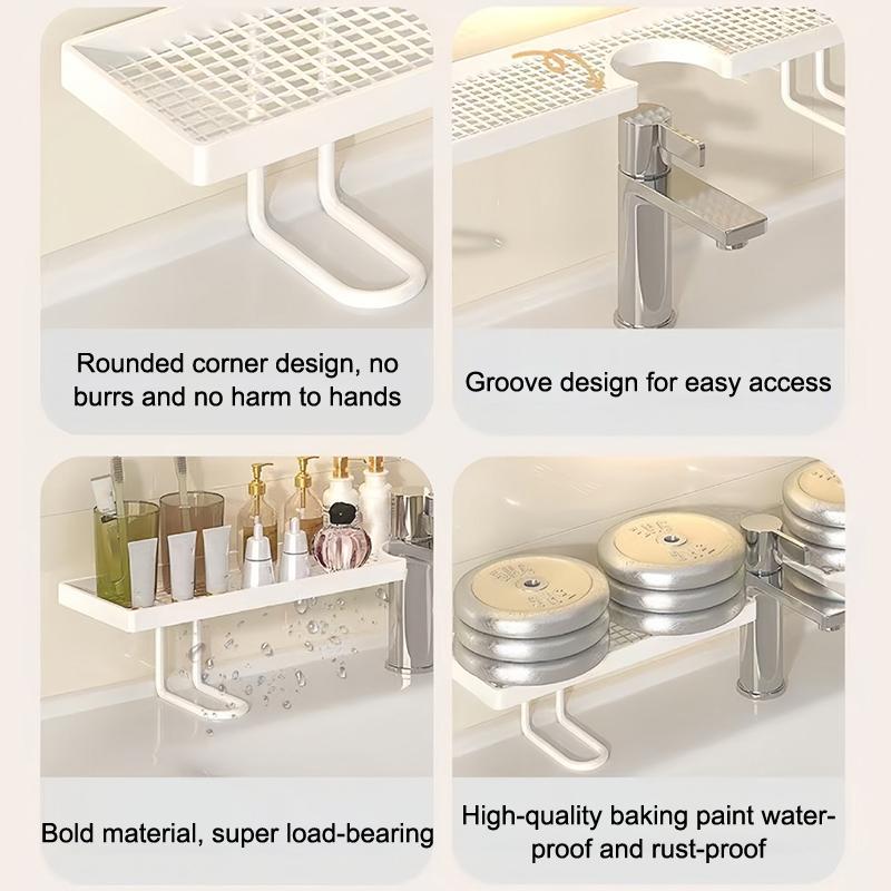 Household Mirror Front Toilet Rack Bathroom Washstand Wall-Mounted Faucet Non-Punching Sink Storage Multifunctional Fashion