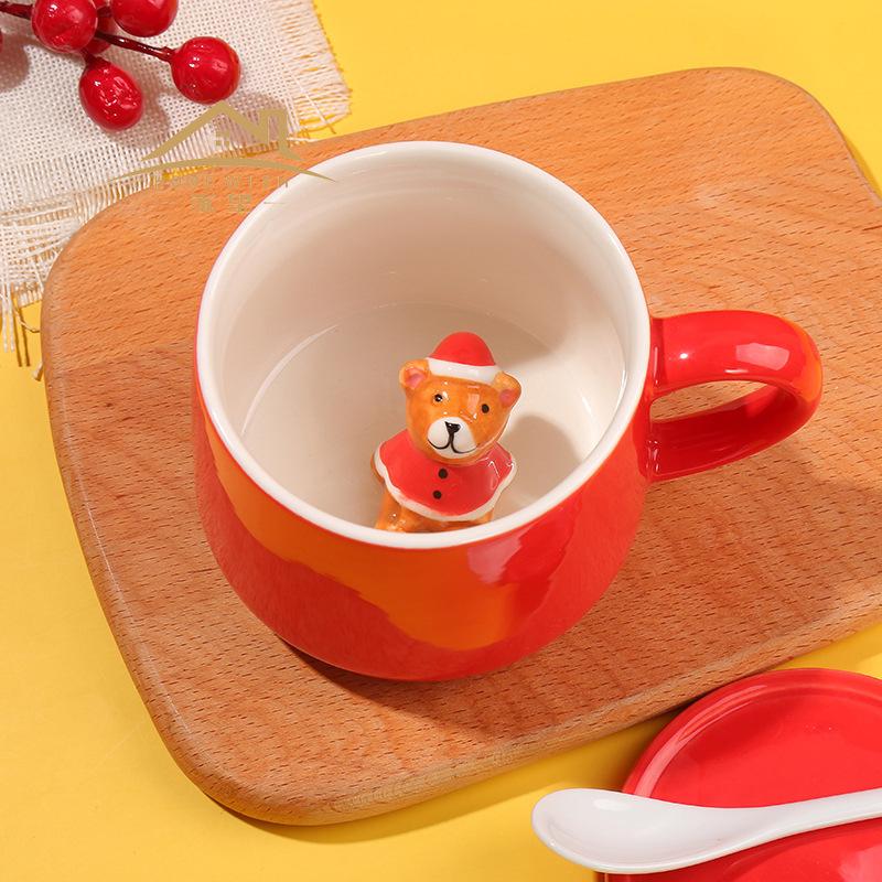 Creative Personality Christmas Three-dimensional Doll Ceramic Water Cup Coffee Cup Milk Cup