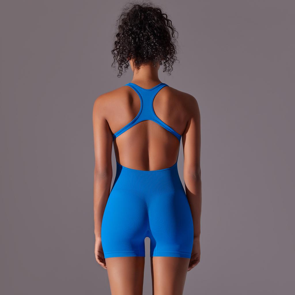 Auroth Backless Fitness Bodysuit Women Seamless Shorts One Piece Yoga Romper Workout Running Sports Jumpsuit