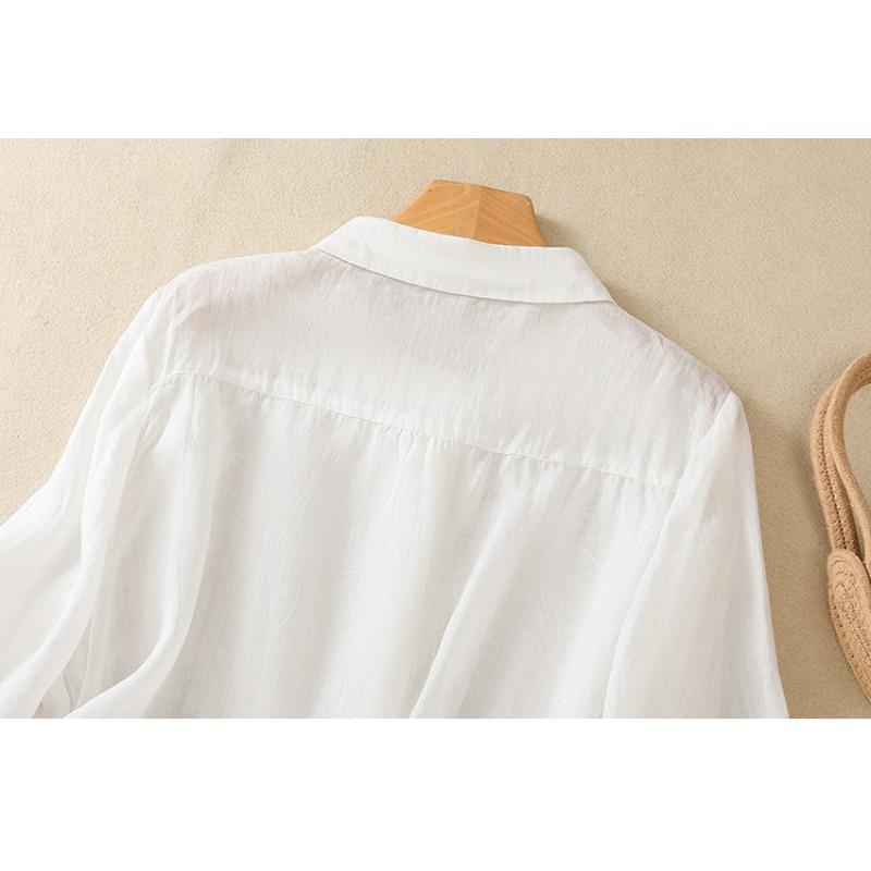 Летняя литература свободная однотонная рубашка с вышитым цветочным узором и короткими рукавами женская рубашка верх блузки и рубашки