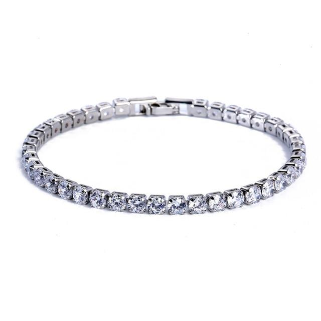 Luxury 4mm Cubic Zirconia Tennis Bracelets Iced Out Chain Crystal Wedding Bracelet for Women Men Gold Silver Color Bracelet