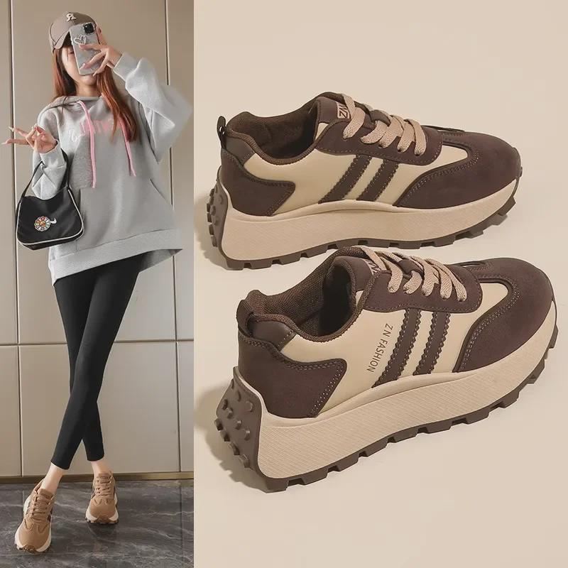 Женские кроссовки в гонконгском стиле Dad Shoes с толстой подошвой - модные кроссовки осень/зима 2024 года