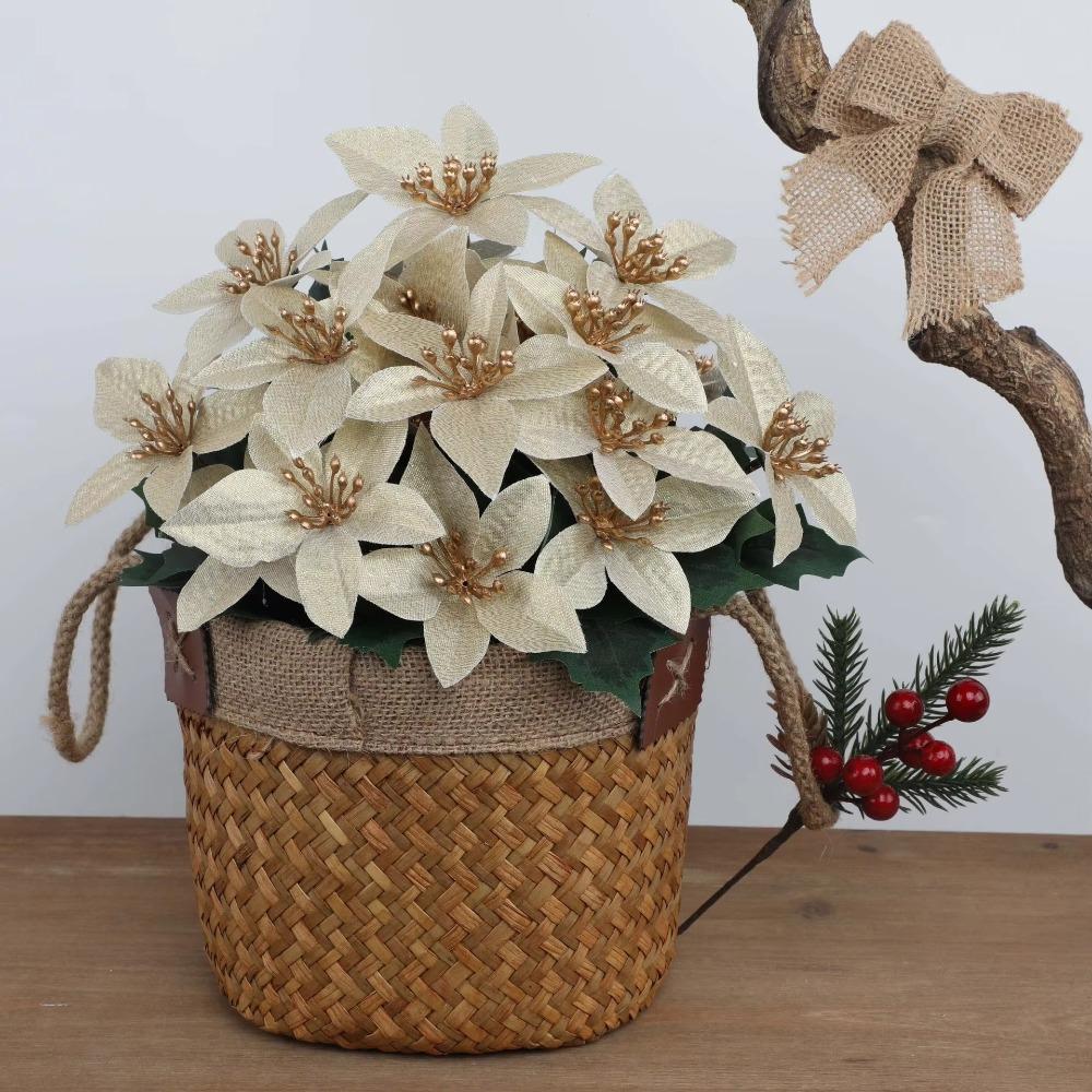 1/3pcs Plastic Plants Christmas Artifical Flowers with 5 Forks Reusable Simulated Flowers Bouquet Creative Christmas Ornaments