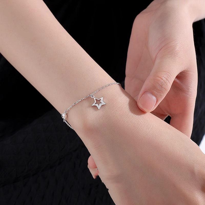 ANENJERY Браслет Hollow Star Zircon для женщин, милый, универсальный, новый браслет, подарок