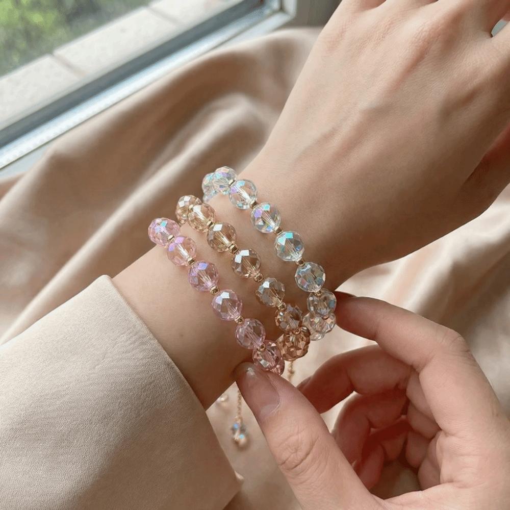Shiny Crystal Stone Beads Bracelet Fashion Hand Chain New Elasticity Rope Bracelet Travel