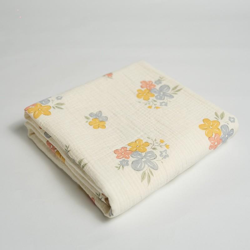 Soft 4-Layer Cotton Muslin Blanket Baby Toddler Nap Time Washable Towel Wrap With Scallop Edge 110x110cm