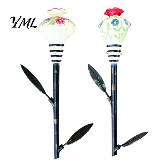Rustic Floral Bird Waterer Hummingbird Feeder Garden Stakes, Vintage Flower Nectar Feeders, Watching Supplies for Deck Outdoor Feeders Yard