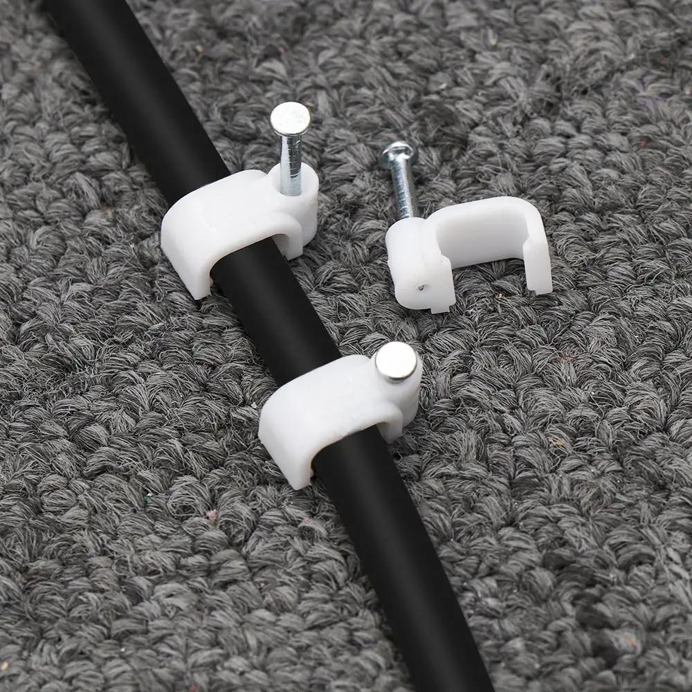 100PCS Steel Nail Cable Clamp Circular Cable Fixing Clip 4/5/6/7/8/9/10/12mm Management Power Cord Wall Mounted Cable Cord Clip