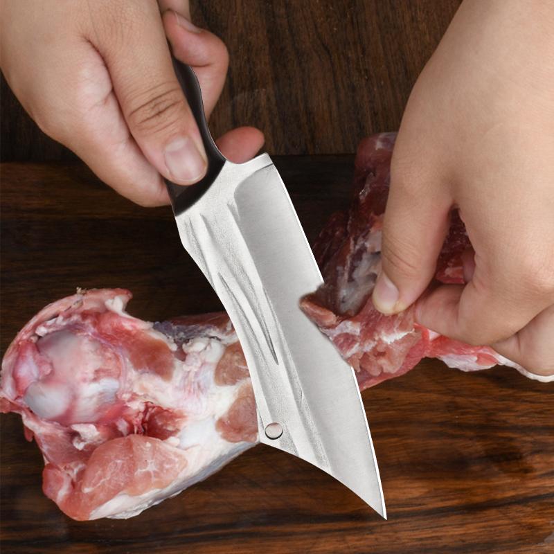 Ручной кованный деревянный нож для разделки костей, острый многоцелевой нож для фруктов, кухонные ножи с ручкой и кольцом, домашний нож для говядины