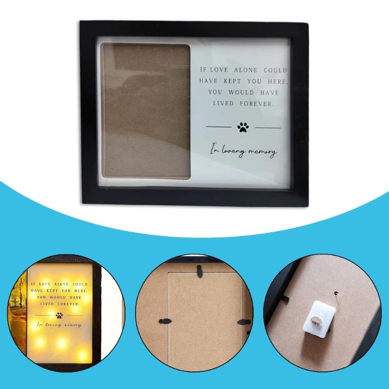 Forever in Heart Pet Remembrances Wood Photo Frame Holds 4x6Inch Photo Holder for Loving Memory of Pet Memorial Gift