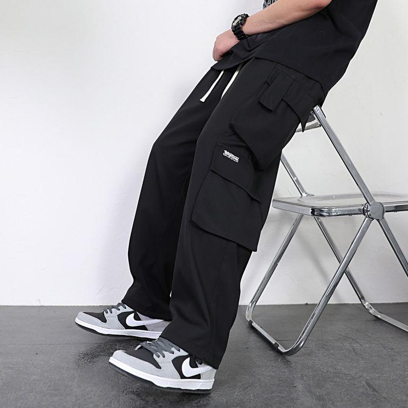 Straight-leg Silm Cargo Pants Men Autumn Thickening Trendy Boys Loose Drooping Casual Autumn Men's Pants Students