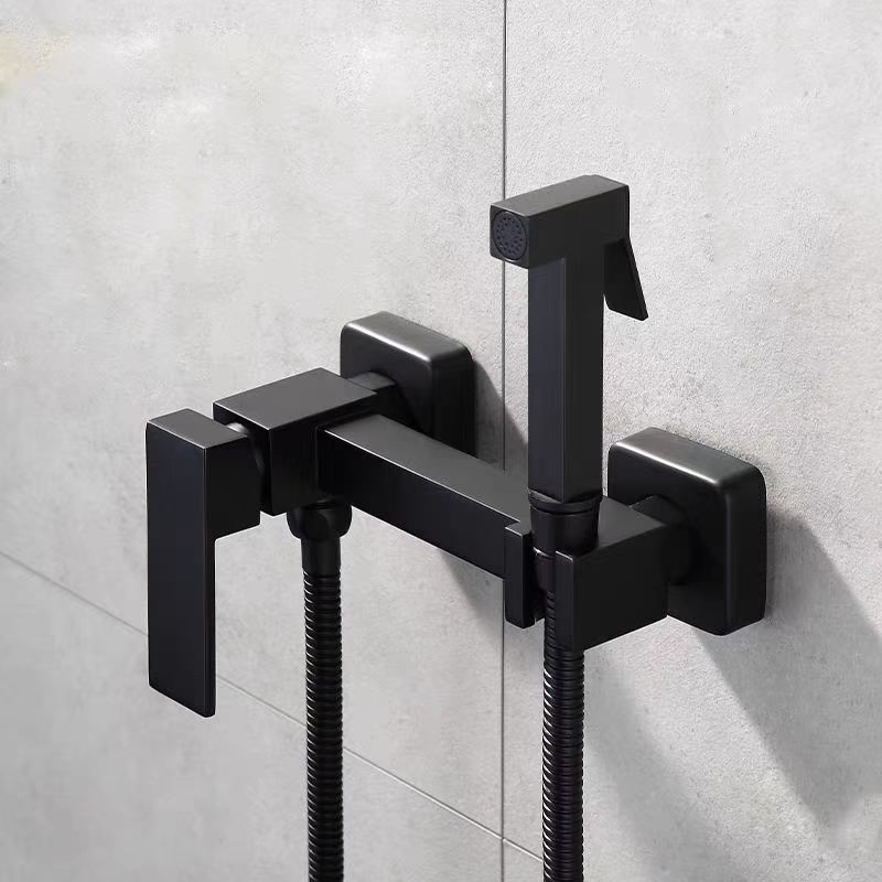 Bidet Faucet Set Black Wall Mounted Hot Cold Bidet faucet High Pressure toilet gun Brass Bathroom Square Gold Chrome Shower Tap