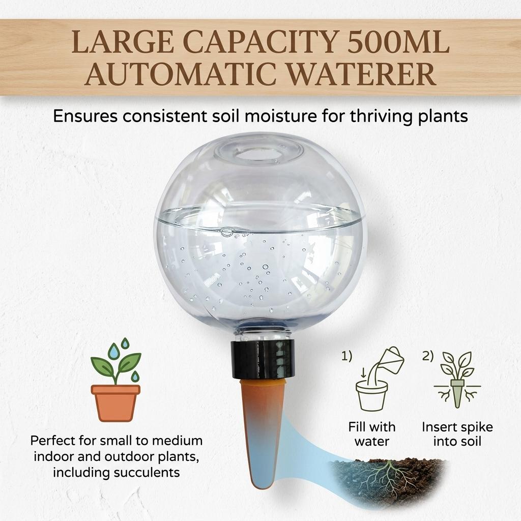 500ml Sphere Automatic Watering Device for Succulents Slow Release Plant Irrigation Tool