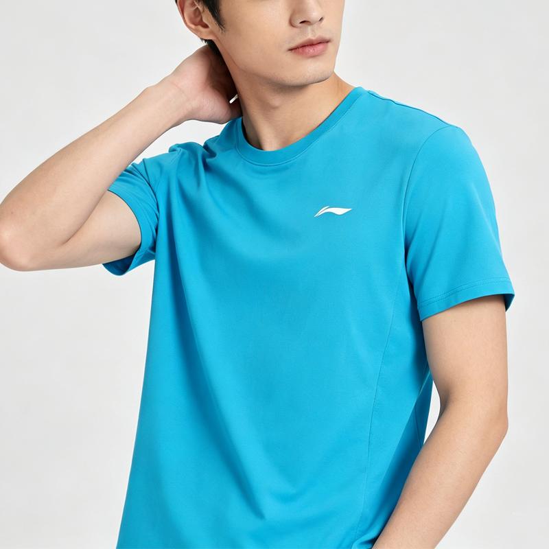 Li-Ning Летняя мужская однотонная футболка с круглым вырезом, коротким рукавом, удобная, дышащая, приятная для кожи, легкая, универсальная, модная ATSN387-3