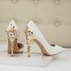 Роскошные женские свадебные туфли на высоком каблуке со стразами, женские туфли-лодочки с острым носком, туфли для вечеринки на тонком каблуке, весна-осень, новое поступление