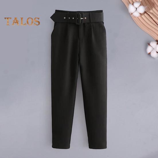Женские брюки прямого кроя с высокой талией, длинные брюки с карманами, однотонные повседневные рабочие брюки
