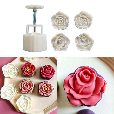 Форма для печенья в форме цветка розы, штампы для печенья, китайские производители лунных кексов середины осени, инструмент для украшения печенья своими руками