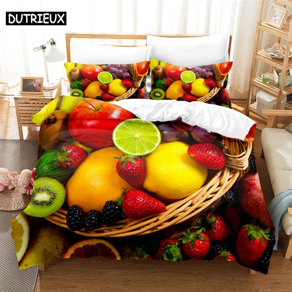 Комплект постельного белья Summer Fruit Queen, комплект постельного белья с цифровой печатью, комплект постельного белья King Size, комплект постельного белья
