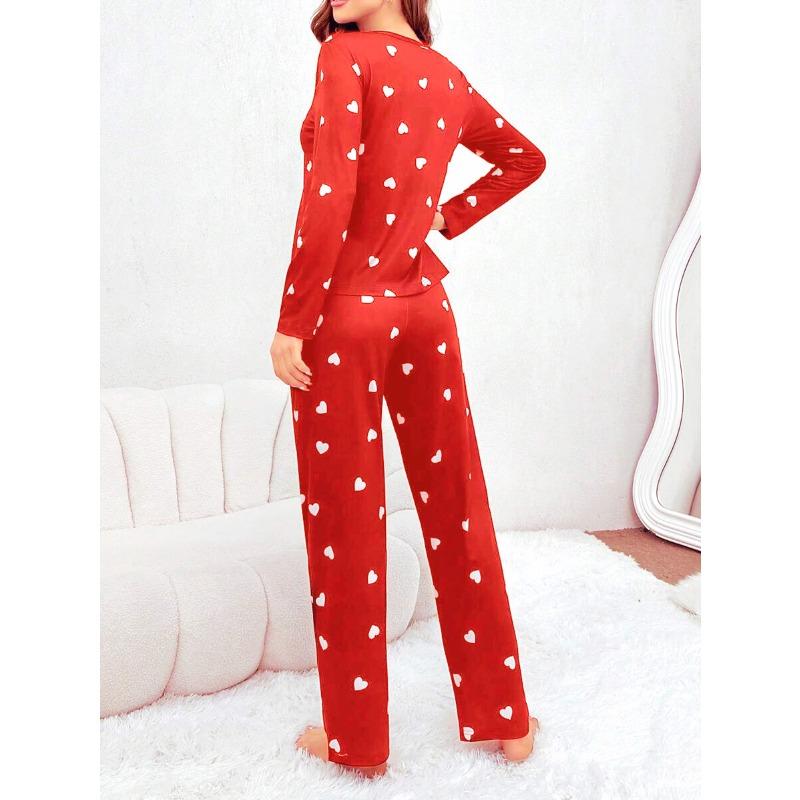 Women's Pajamas Casual Round Neck Long Sleeve Long Pants Fall and Winter Comfortable Set Girl Sleepwear Homewear