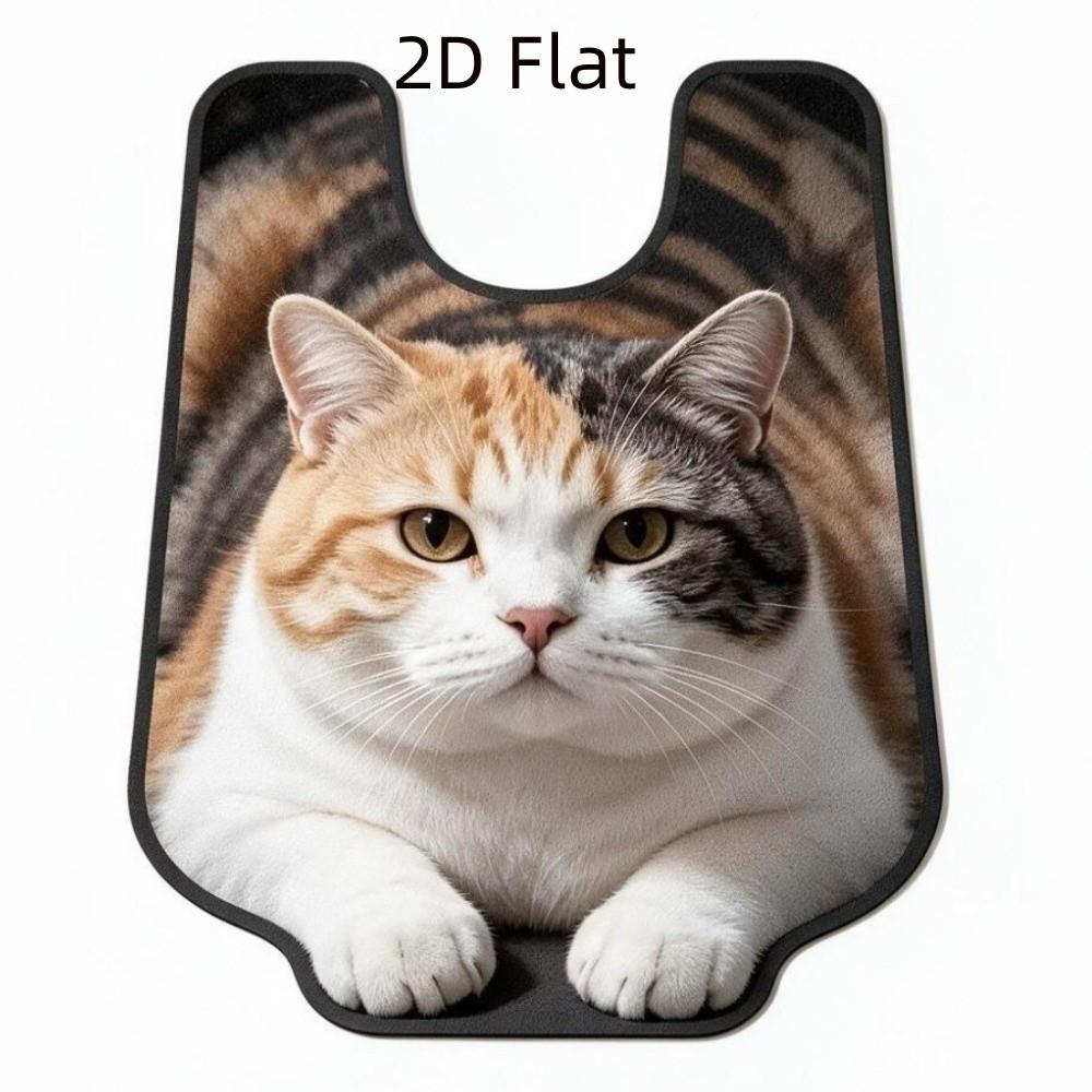 2D Flat Printing Tiger Cat Toilet Base Pad Diatomaceous Bathroom Floor Mat Bath Mat Restroom