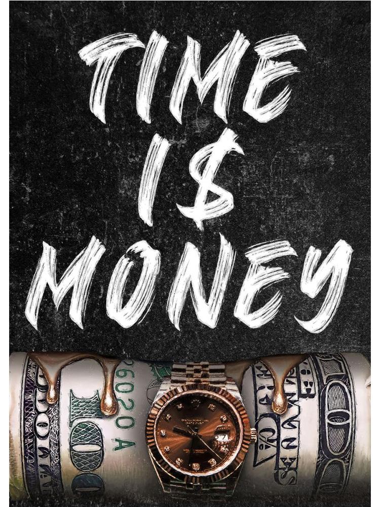 Время — деньги, не тратьте зря, мотивационный роскошный постер, холст, картина, доллары, настенное искусство для офиса, домашний декор, принт, Cuadros