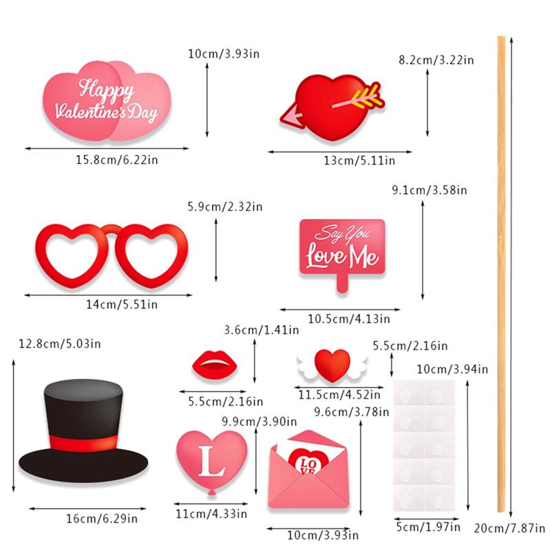 Practical-25 Piece Valentine's Day Photo Booth Props Decor Valentines Day Decorations Pink Paper