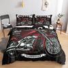 3D Cool Motorcycle Duvet Cover Set Transportation Pattern King Size Polyester Comforter Cover for Kids Teens Adults Bedding Set